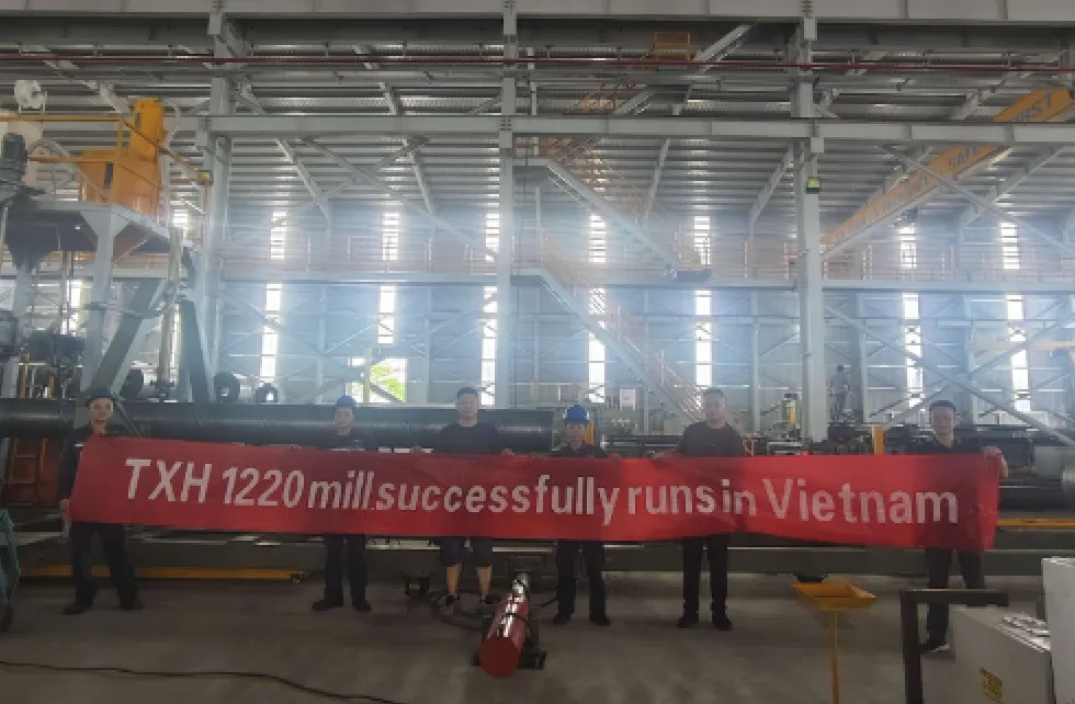 The spiral welded pipe production line has been successfully operating in Vietnam